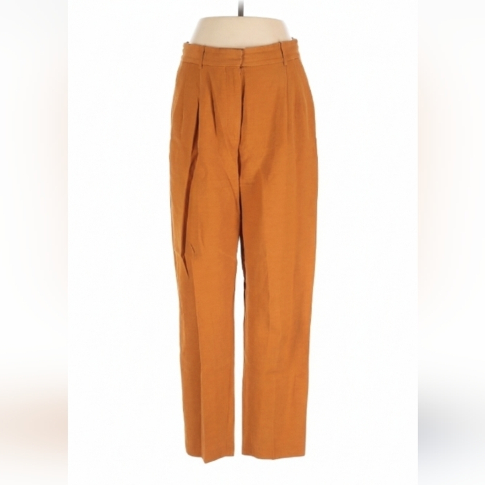 Aknvas Minimalist Straight Leg Tailored Pants Brown Orange Cotton Viscose Size 8